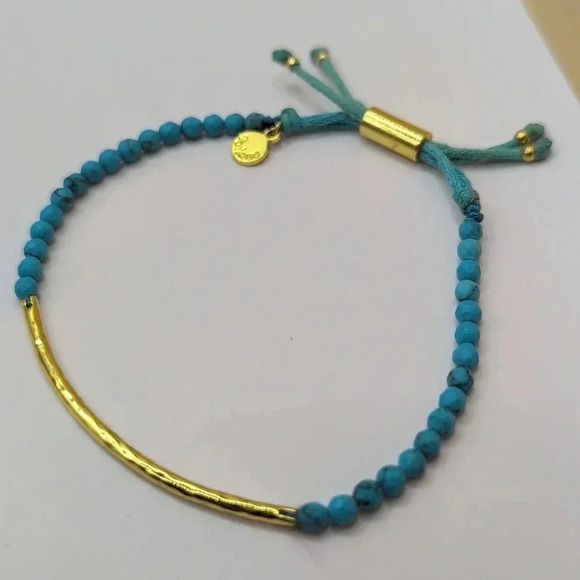 Gorjana Turquoise Power Gemstone 18k gold plated power gemstone bracelet EUC - Picture 1 of 4